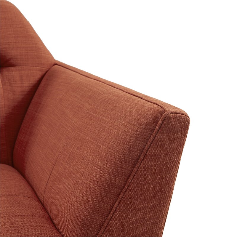 INK+IVY Newport Solid Wood and Polyester Lounge Accent Chair in Orange