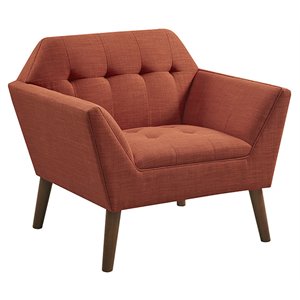 INK+IVY Newport Solid Wood and Polyester Lounge Accent Chair in Orange