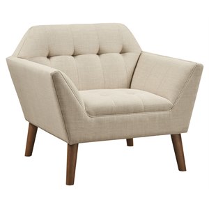 INK+IVY Newport 31.5&quot Solid Wood Polyester Lounge Chair in Beige/Pecan