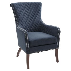 Madison Park Heston Solid Wood Polyester Accent Chair - Dark Blue/Morocco