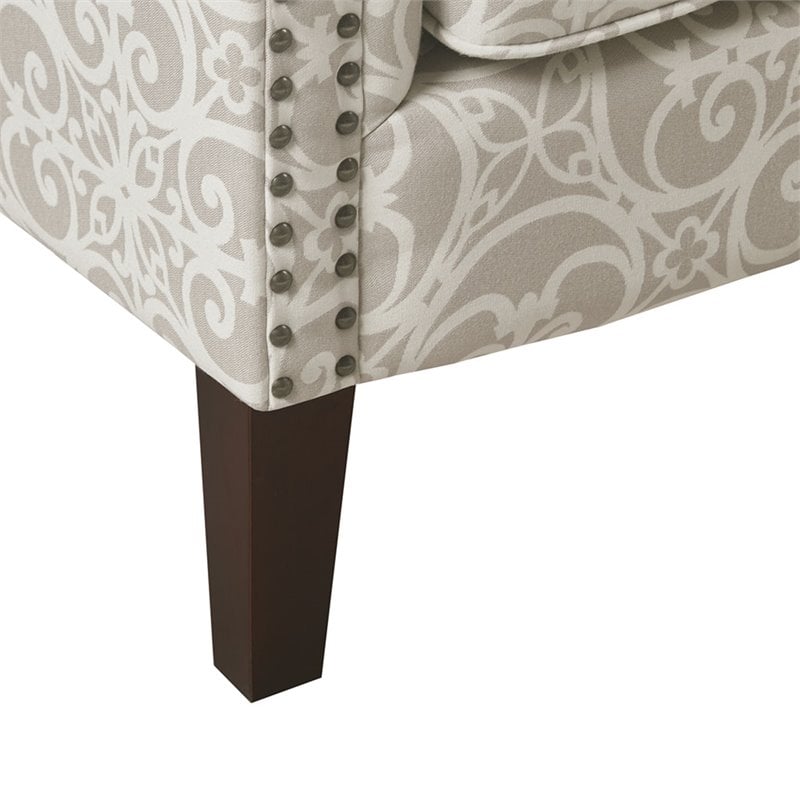Madison Park Brooke Solid Wood and Fabric Tight Back Club Chair in Natural