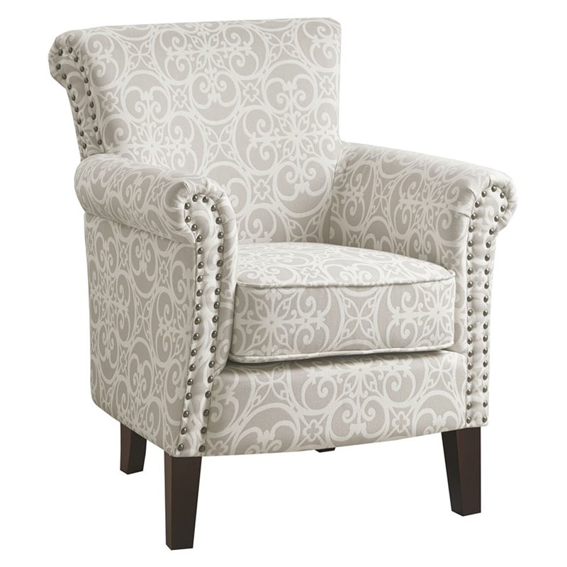 Madison Park Brooke Solid Wood and Fabric Tight Back Club Chair in Natural