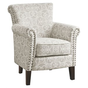 Madison Park Brooke Solid Wood and Fabric Tight Back Club Chair in Natural