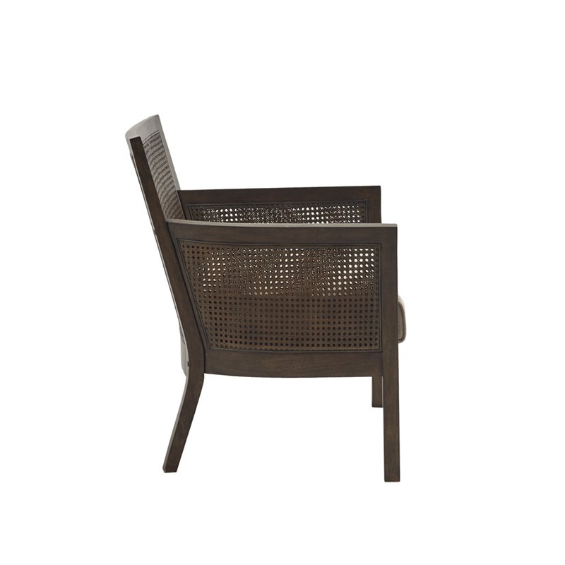 Madison Park Diedra Solid Wood and Polyester Accent Chair in Tan/Espresso
