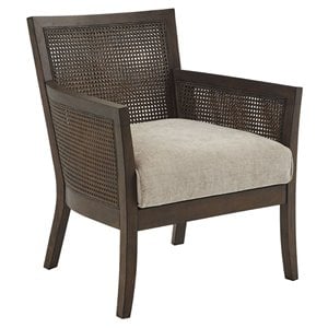 Madison Park Diedra Solid Wood and Polyester Accent Chair in Tan/Espresso