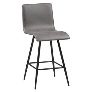 INK+IVY Adam 29&quot Faux Leather and Metal Swivel Bar Stool in Gray