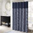 Madison Park Aubrey Polyester Jacquard Shower Curtain in Navy