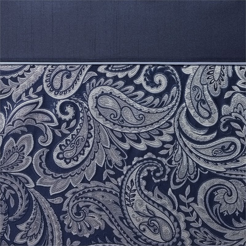 Madison Park Aubrey Polyester Jacquard Shower Curtain in Navy