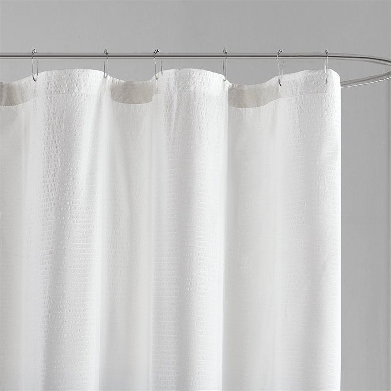 madison park ara polyester ombre printed seersucker shower curtain in gray