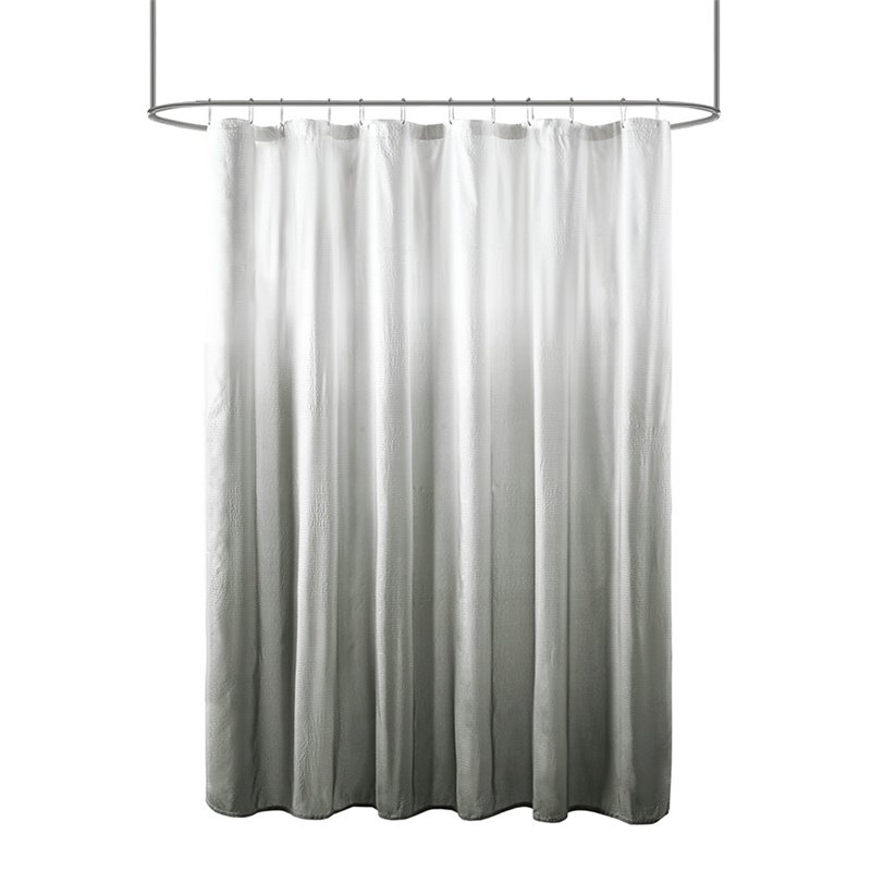 Madison Park Ara Polyester Ombre Printed Seersucker Shower Curtain in Gray