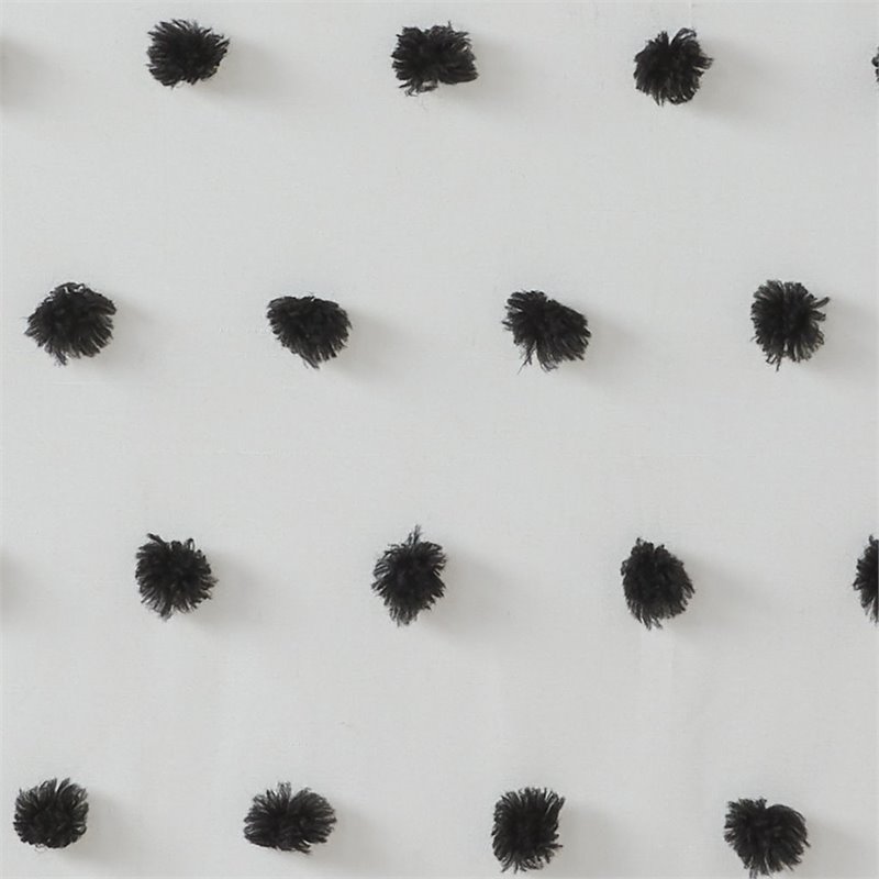 Madison Park Sophie Polyester Clip Shower Curtain in Black/White
