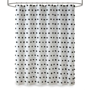 Madison Park Sophie Polyester Clip Shower Curtain in Black/White