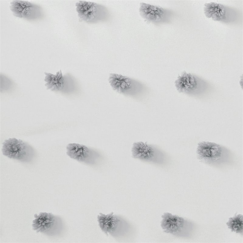 Madison Park Sophie Polyester Clip Shower Curtain in Gray/White