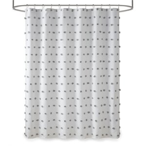 Madison Park Sophie Polyester Clip Shower Curtain in Gray/White