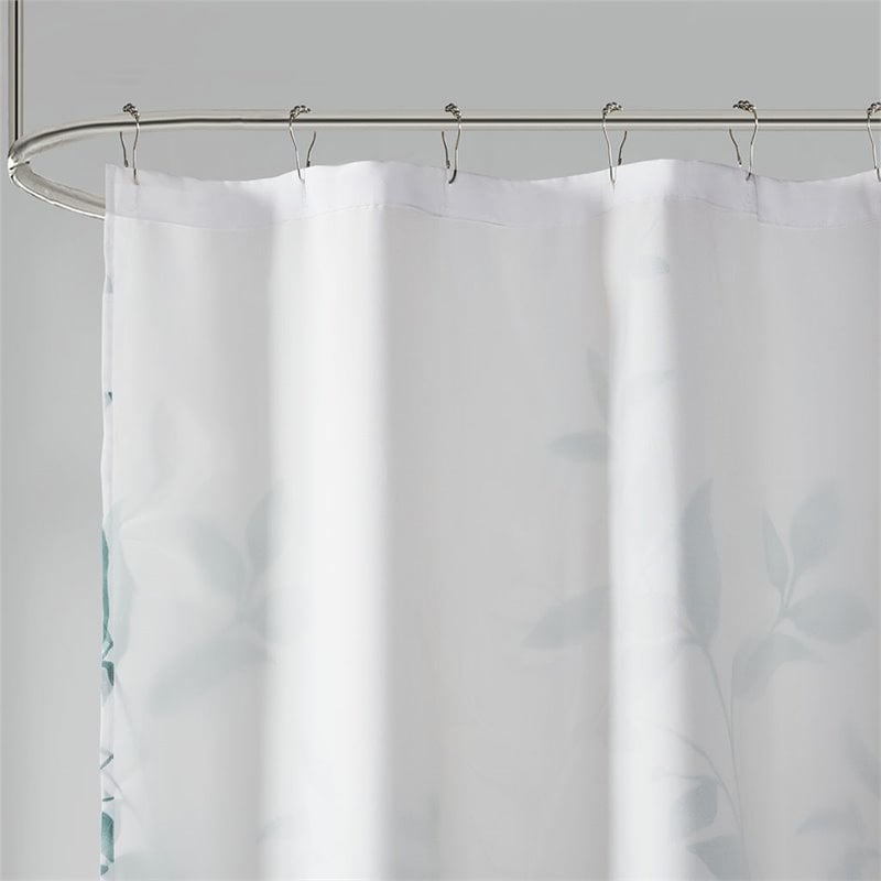Madison Park Cecily Rayon Polyester Printed Shower Curtain in Seafoam Green