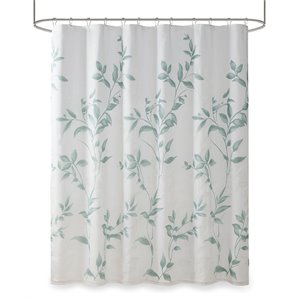 Madison Park Cecily Rayon Polyester Printed Shower Curtain in Seafoam Green