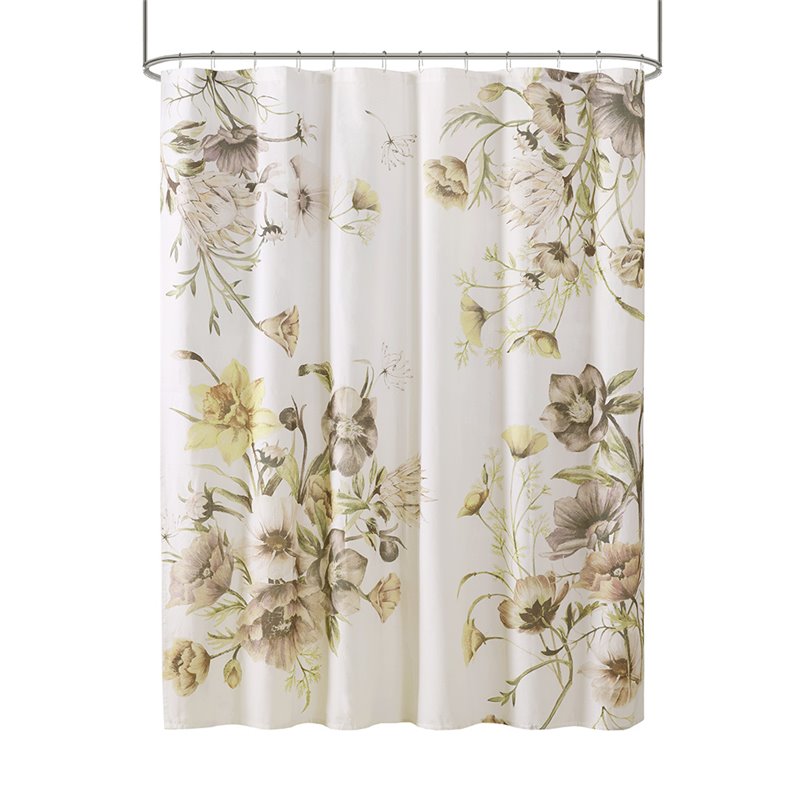 Madison Park Cassandra Cotton Printed Shower Curtain in Blush Pink