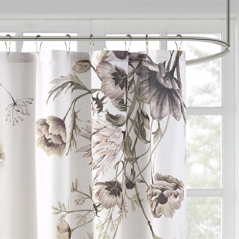 Madison Park Cassandra Cotton Printed Shower Curtain in Blush Pink