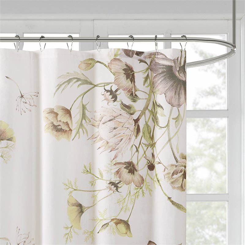 Madison Park Cassandra Cotton Printed Shower Curtain in Blush Pink
