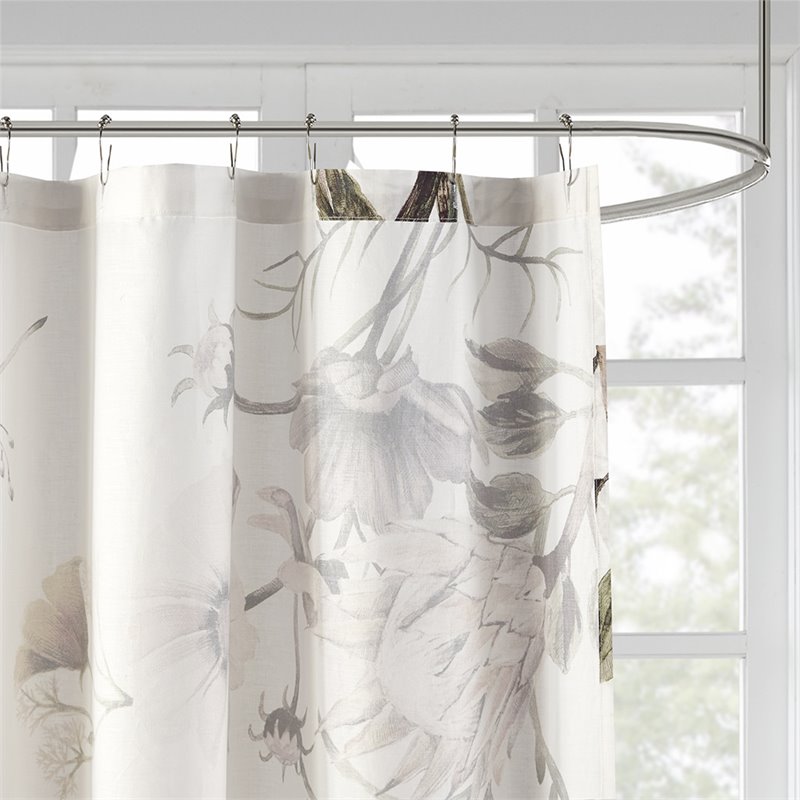 Madison Park Cassandra Cotton Printed Shower Curtain in Blush Pink