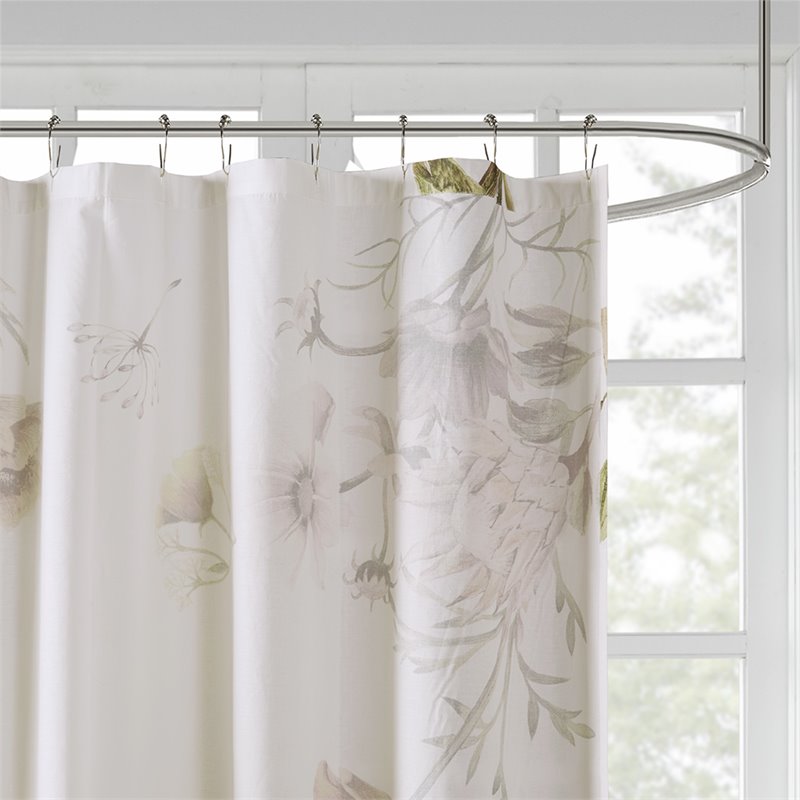 Madison Park Cassandra Cotton Printed Shower Curtain in Blush Pink
