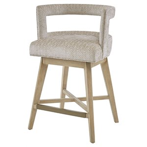 Madison Park Glenwood 25&quot Solid Wood Polyester Swivel Counter Stool in Cream