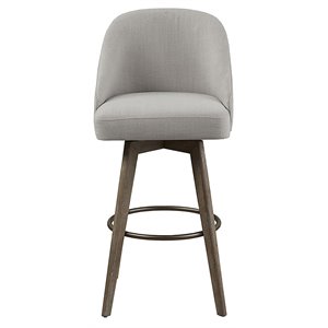Madison Park Pearce 30&quot Solid Wood Polyester Bar Stool with Swivel Seat - Gray