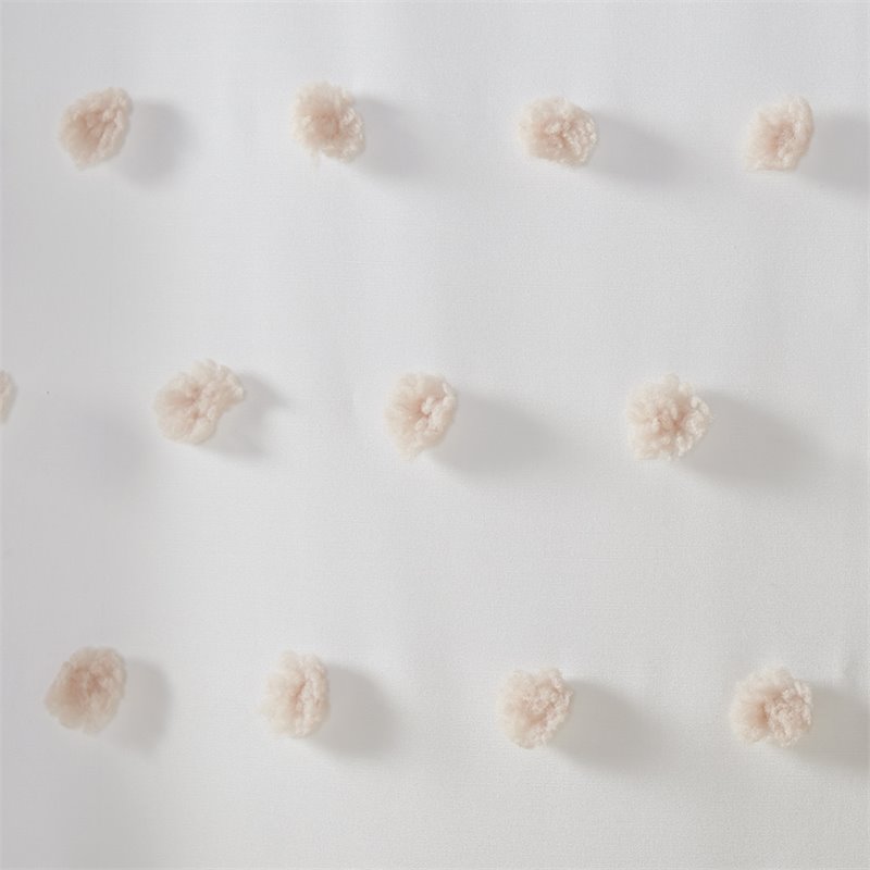 Madison Park Sophie Polyester Clip Shower Curtain in Blush Pink/White