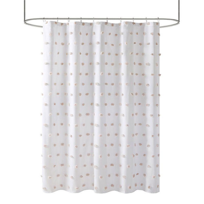 Madison Park Sophie Polyester Clip Shower Curtain in Blush Pink/White