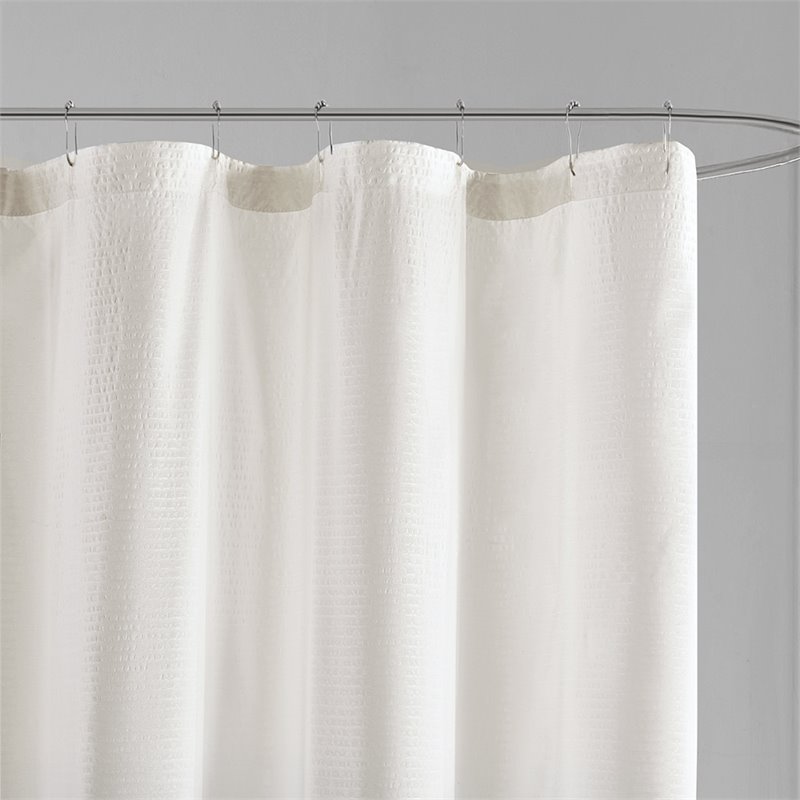 Madison Park Ara Polyester Ombre Printed Seersucker Shower Curtain in Brown