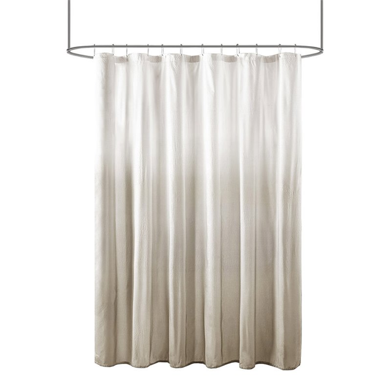Madison Park Ara Polyester Ombre Printed Seersucker Shower Curtain in Brown