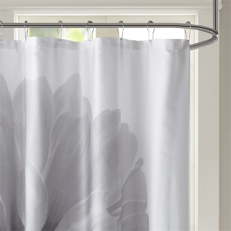 Madison Park Norah Cotton Percale Shower Curtain in Gray Finish