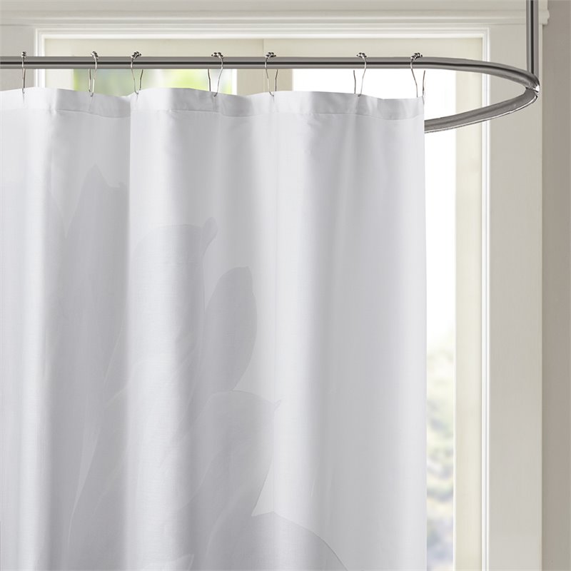 Madison Park Norah Cotton Percale Shower Curtain in Gray Finish