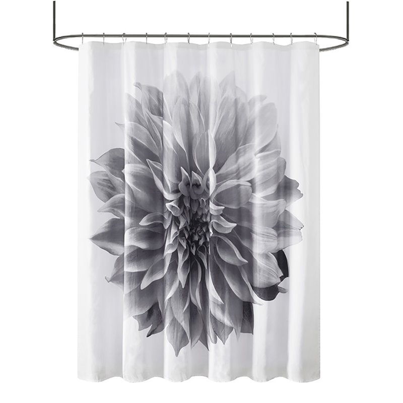 Madison Park Norah Cotton Percale Shower Curtain in Gray Finish