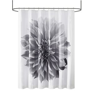 Madison Park Norah Cotton Percale Shower Curtain in Gray Finish