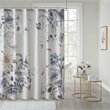 Madison Park Cassandra Contemporary Cotton Fabric Printed Shower Curtain in Blue