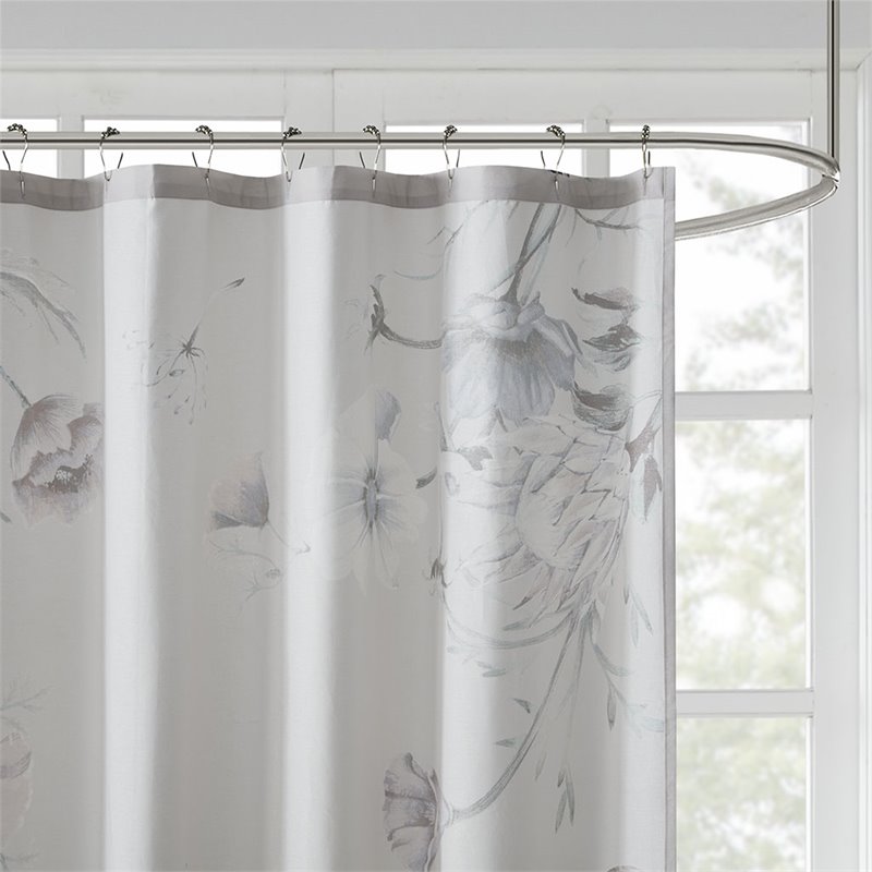 Madison Park Cassandra Contemporary Cotton Fabric Printed Shower Curtain in Blue
