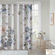 Madison Park Cassandra Contemporary Cotton Fabric Printed Shower Curtain in Blue