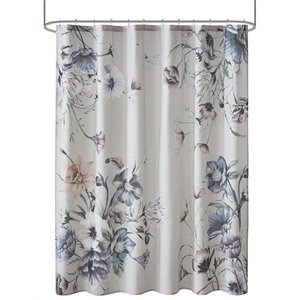 Madison Park Cassandra Contemporary Cotton Fabric Printed Shower Curtain in Blue
