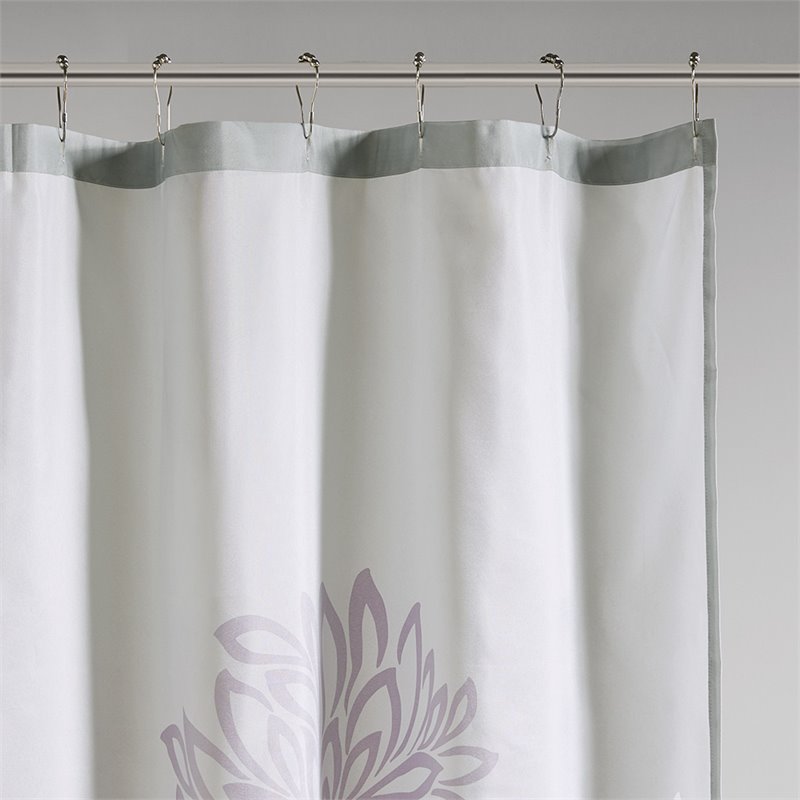 Madison Park Essentials Maible Polyester Print Floral Shower Curtain in Purple