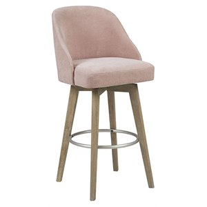 Madison Park Pearce 27&quot Solid Wood and Polyester Swivel Counter Stool in Pink