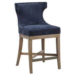 Madison Park Carson 25.25&quot Solid Wood and Polyester Counter Stool in Navy