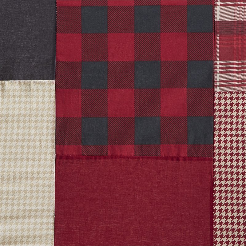 Woolrich Sunset Farmhouse Cotton Printed Pieced Lined Shower Curtain in Red
