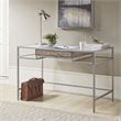 Madison Park Adela Tempered Glass and Metal Writing Desk in Antique Silver