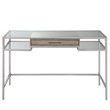 Madison Park Adela Tempered Glass and Metal Writing Desk in Antique Silver