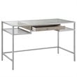 Madison Park Adela Tempered Glass and Metal Writing Desk in Antique Silver