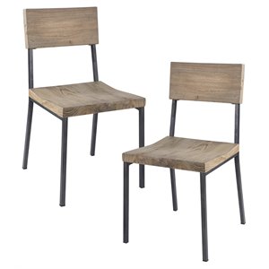 INK+IVY Tacoma 18&quot Solid Wood and Metal Dining Chairs in Gray (Set of 2)