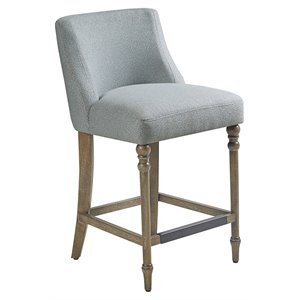Martha Stewart Delaney 25&quot Solid Wood and Polyester Counter Stool in Blue