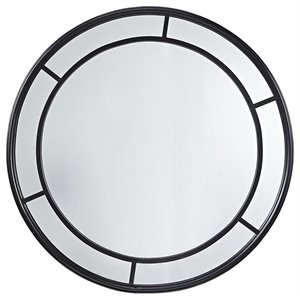 martha stewart katonah round transitional metal decor wall mirror in black