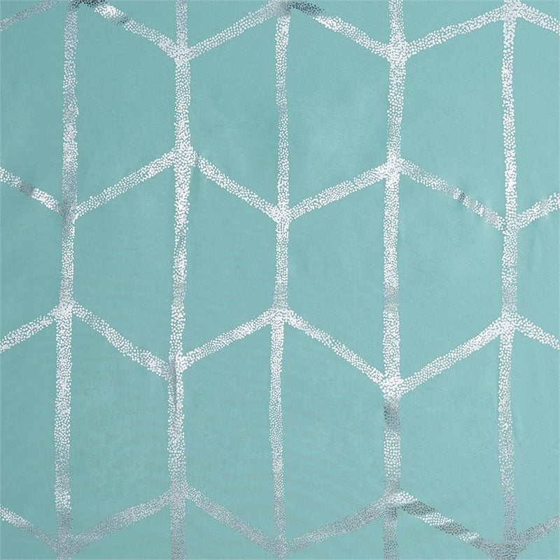 Intelligent Design Raina Polyester Microfiber Shower Curtain in Aqua Blue/Silver